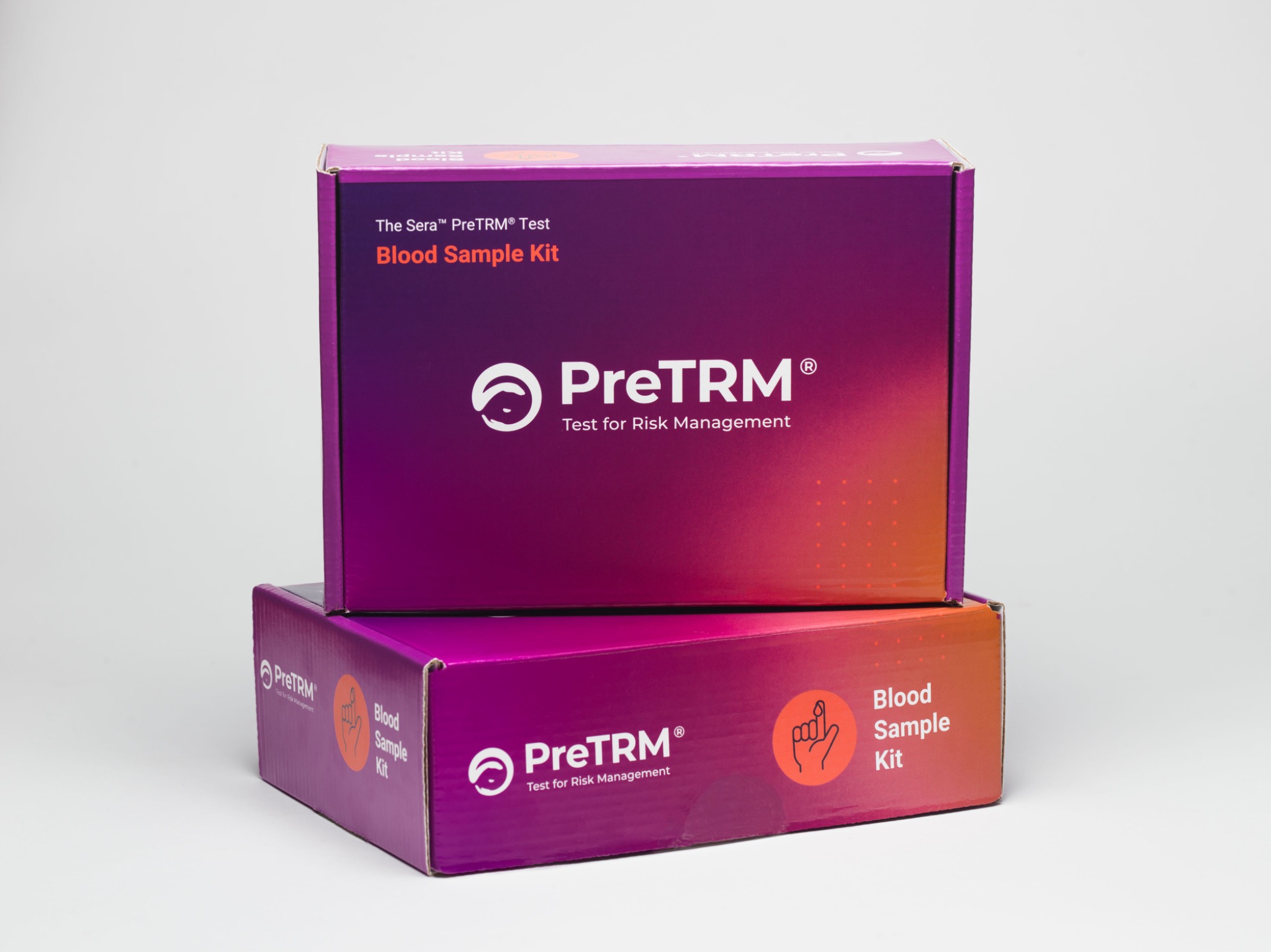 Two stacked PreTRM packages on a light background
